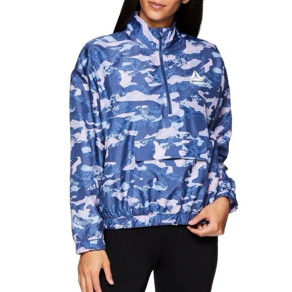 Reebok Women's Essential camo printed quarter zip windbreaker in a size XXL NWT - Picture 2 of 16